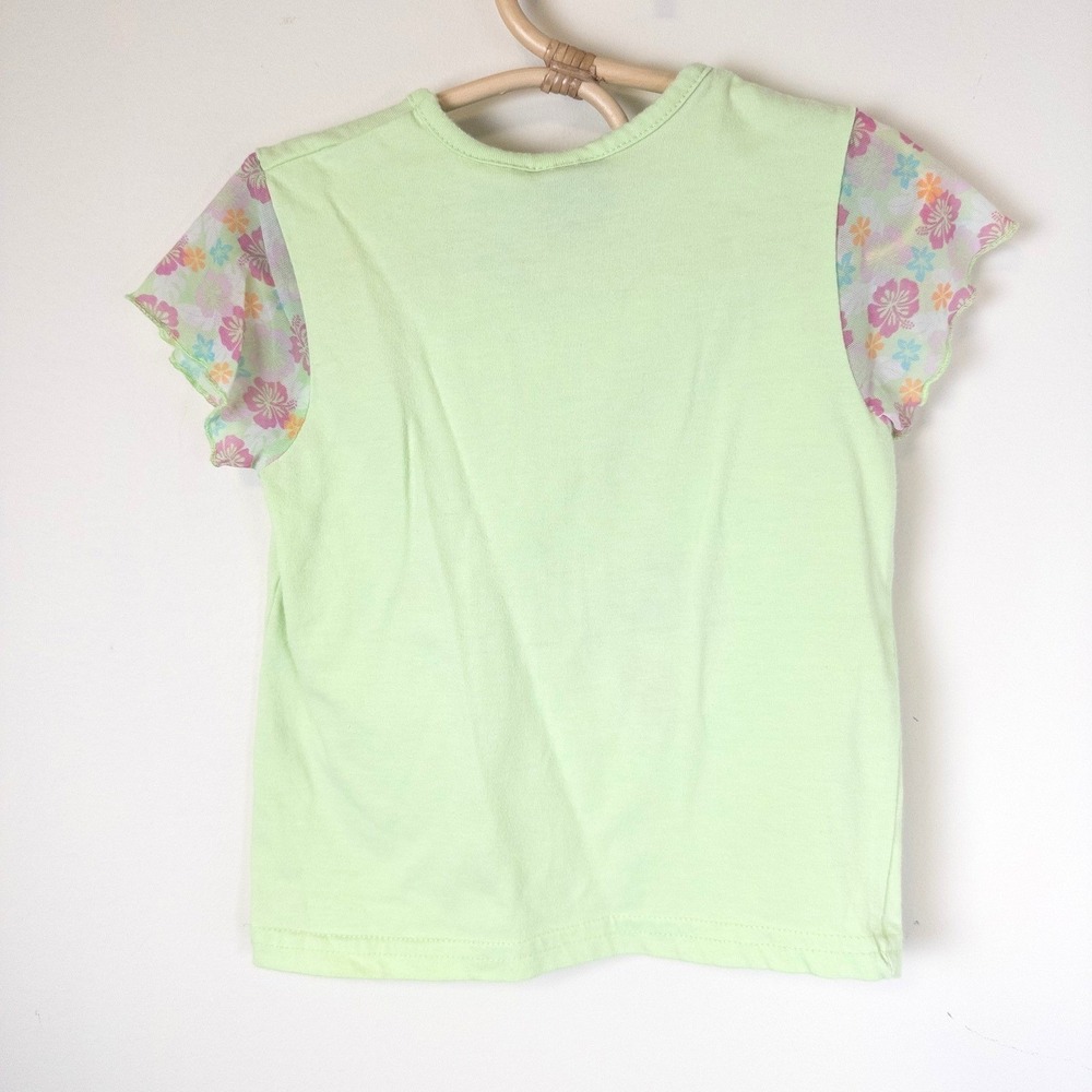Vintage Nick Jr Dora the Explorer Surfing Green Floral Mesh Sleeve Kids Shirt 5T - Picture 2 of 8